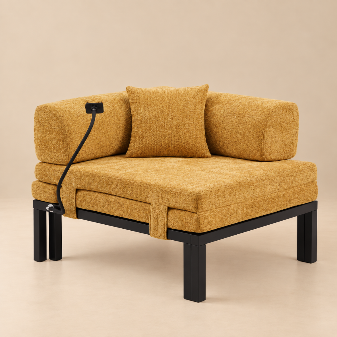 Fauteuil Futon Convertible Moutarde en Bois
