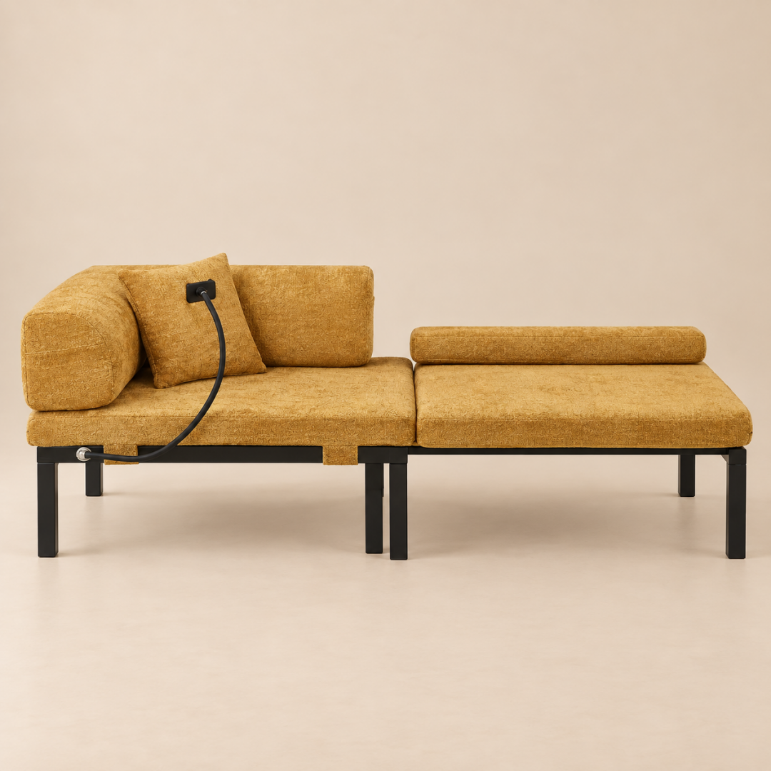 Fauteuil Futon Convertible Moutarde en Bois