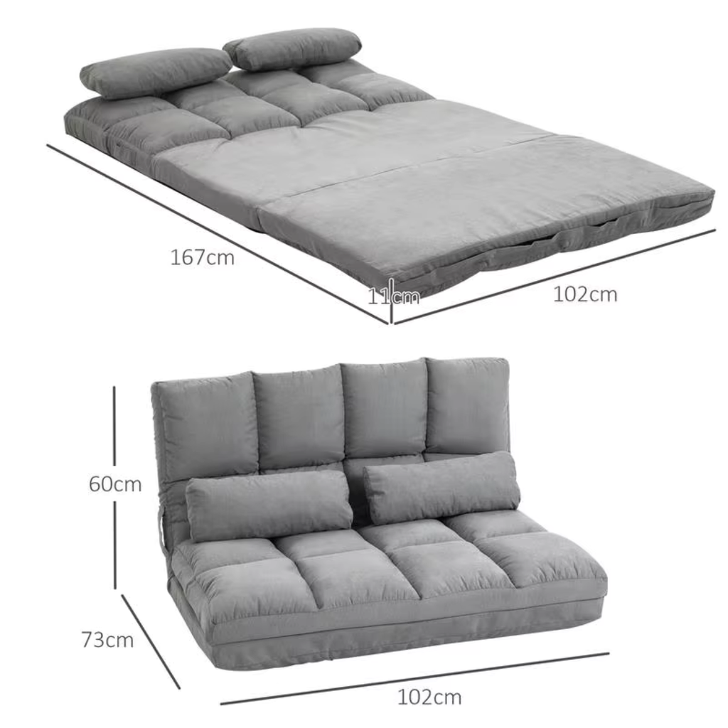 Canapé-Lit Futon Convertible Gris