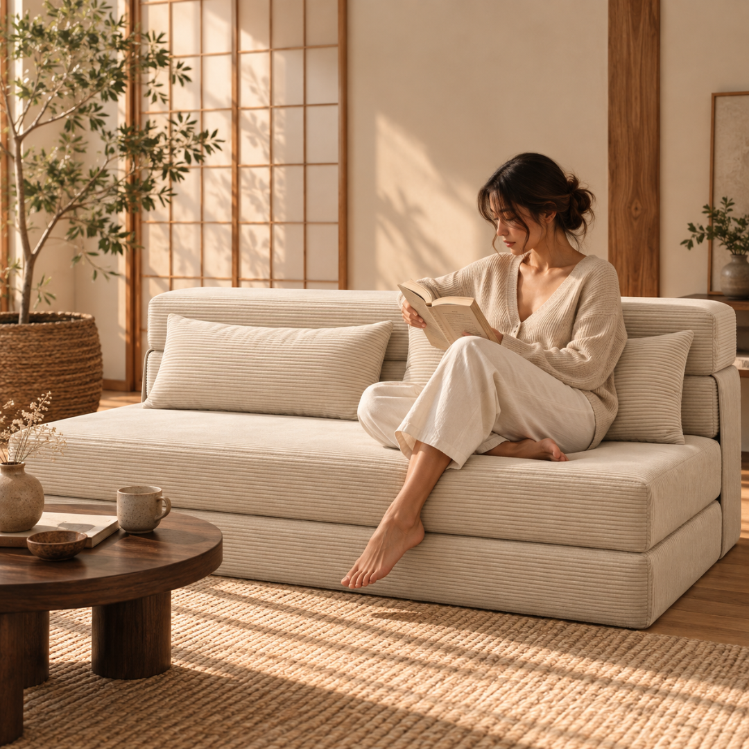 Canapé Futon Pliable Beige