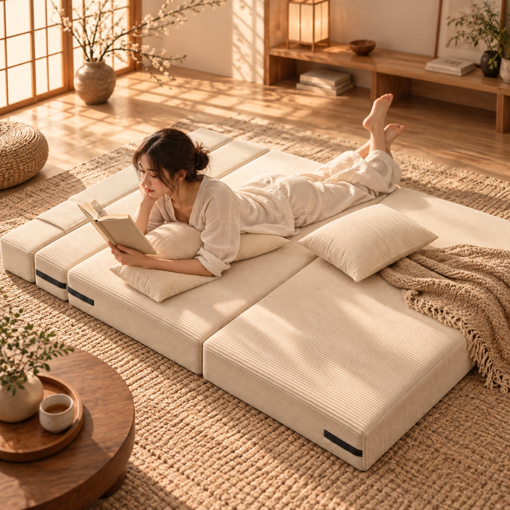 Canapé Futon Pliable Beige