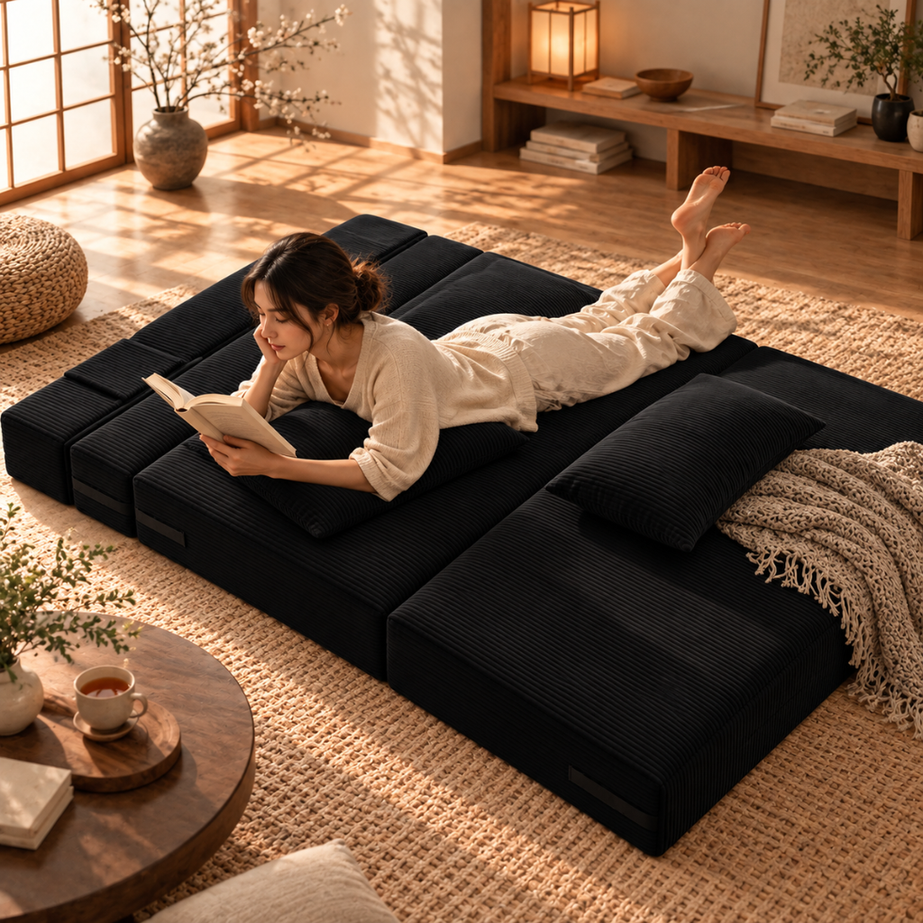 Canapé Futon Pliable Noir