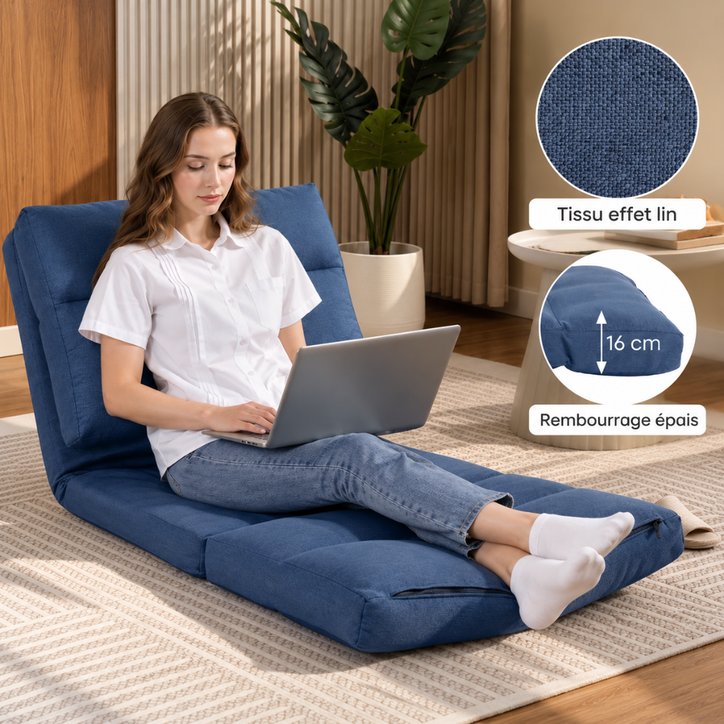 Fauteuil Futon Convertible Bleu