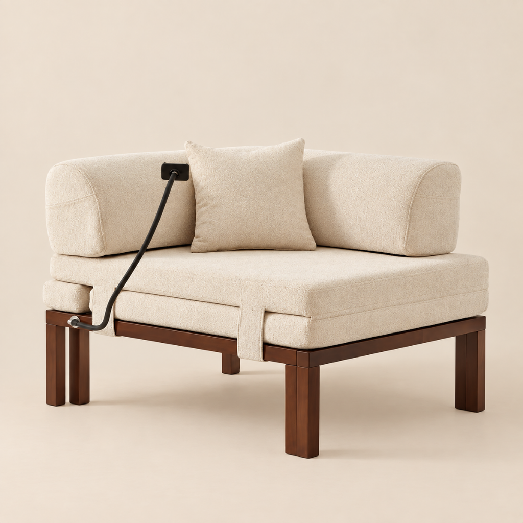 Fauteuil Futon Convertible Beige en Bois