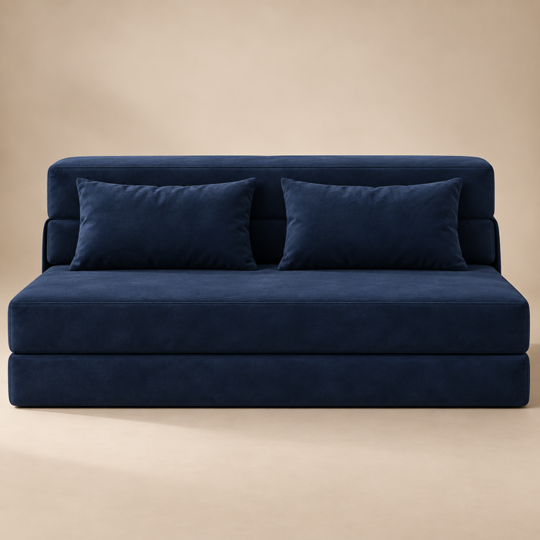 Canapé Futon Pliable Bleu Foncé
