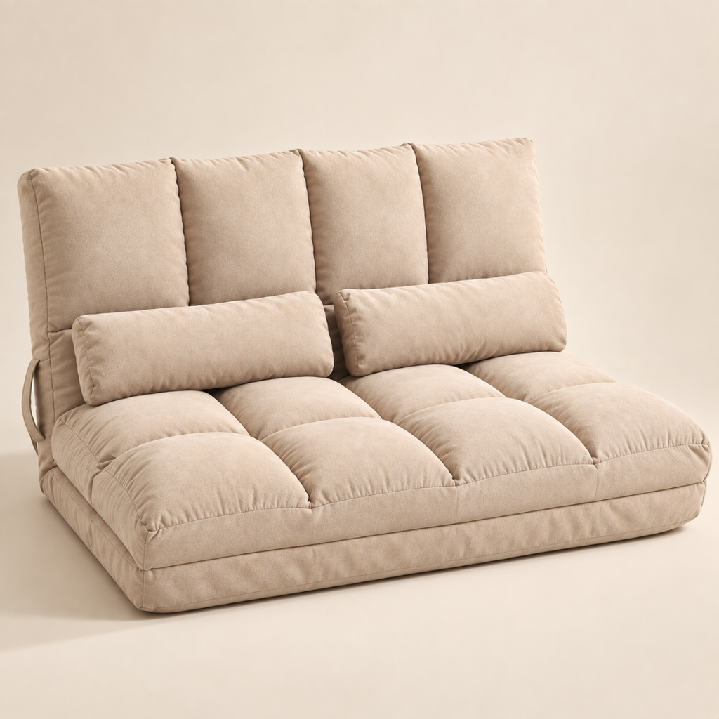 Canapé-Lit Futon Convertible Beige