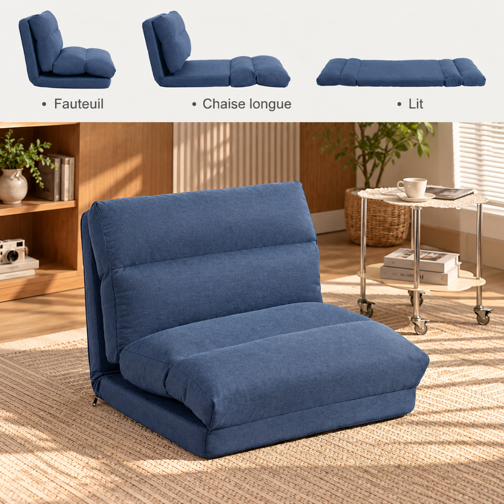 Fauteuil Futon Convertible Bleu