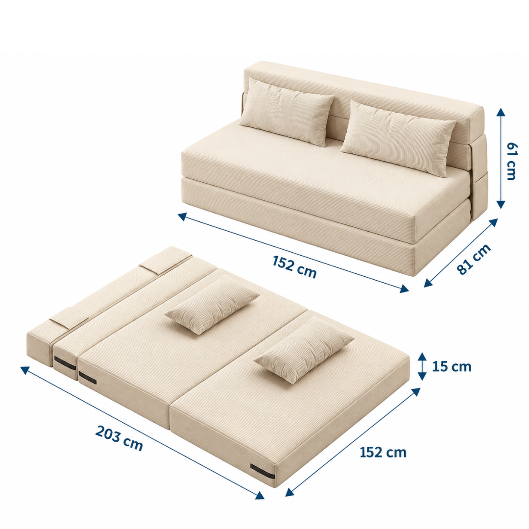 Canapé Futon Pliable Beige