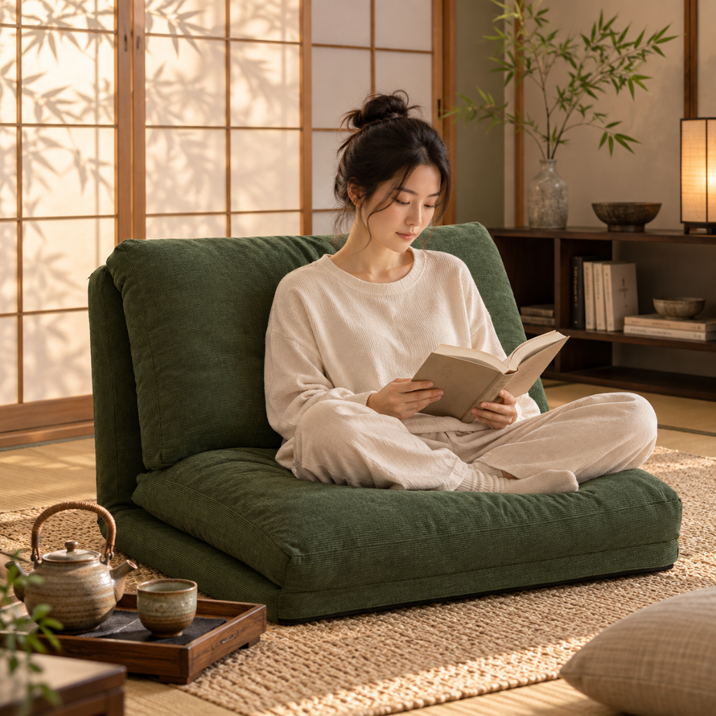 Canapé-Lit Futon Japonais Vert