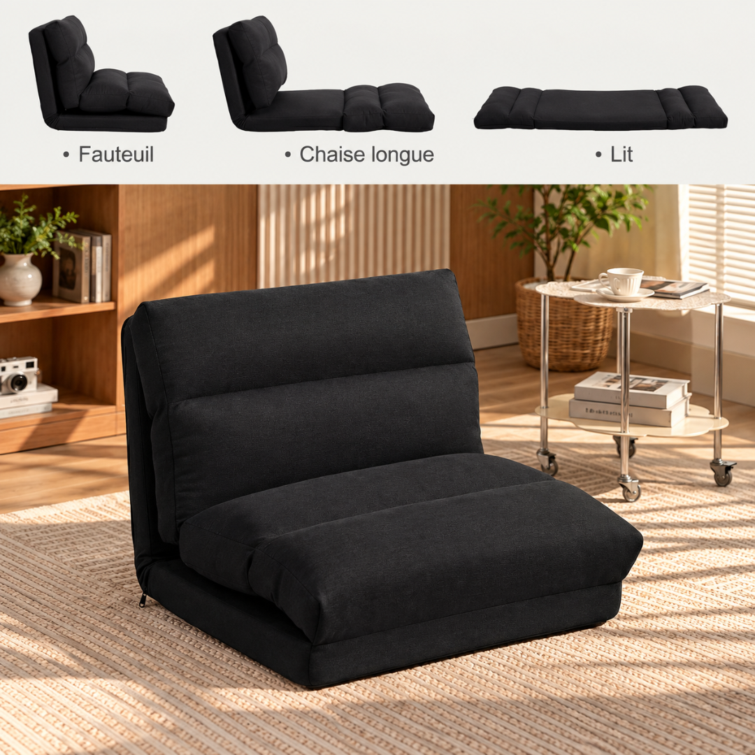 Fauteuil Futon Convertible Noir