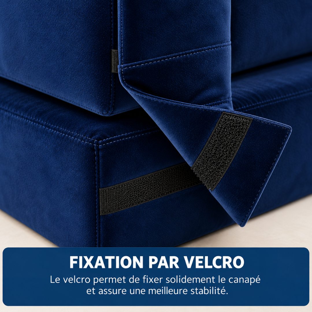 Canapé Futon Pliable Bleu Foncé