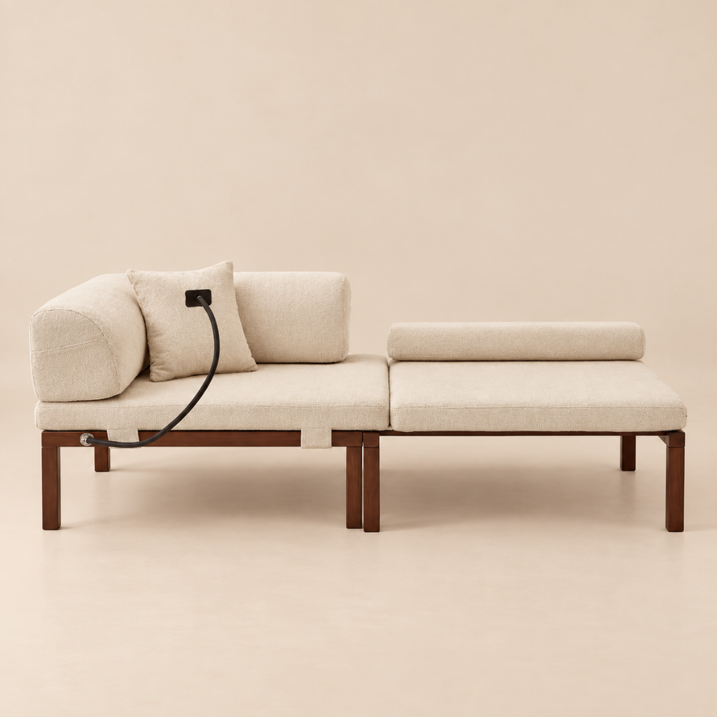 Fauteuil Futon Convertible Beige en Bois