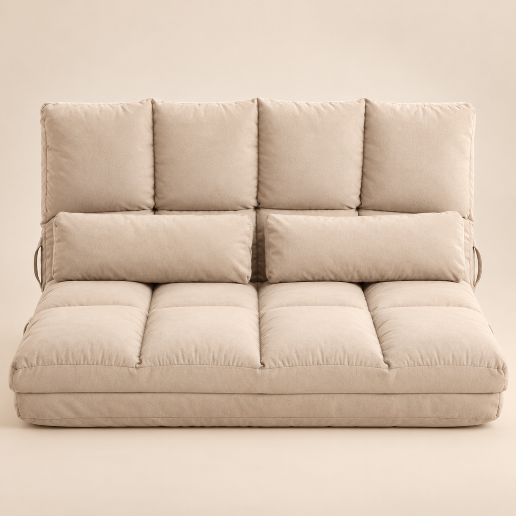 Canapé-Lit Futon Convertible Beige