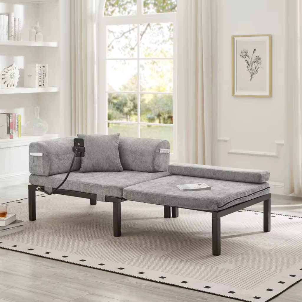 Fauteuil Futon Convertible Gris en Bois