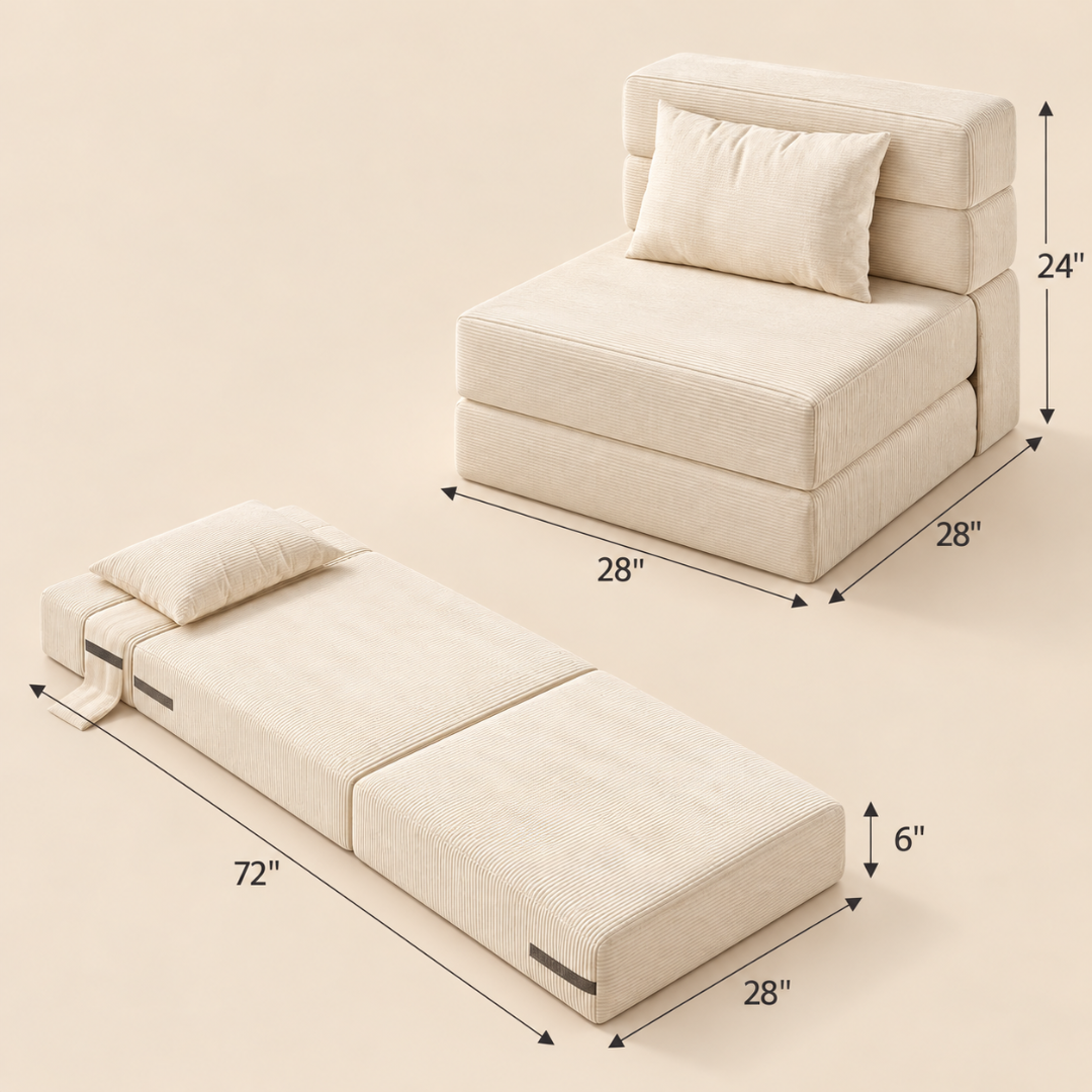 Fauteuil Futon Pliable Beige