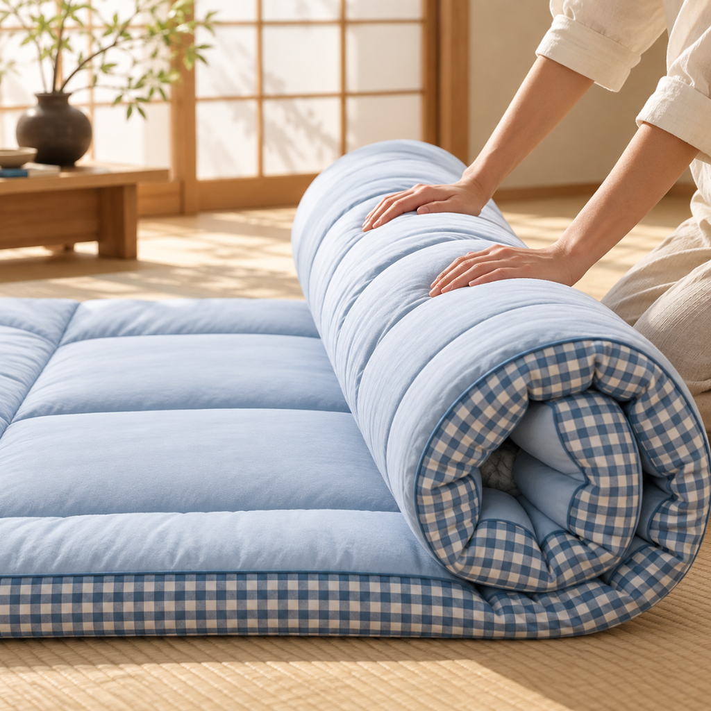 Matelas Futon Bleu en Fibre de Soja