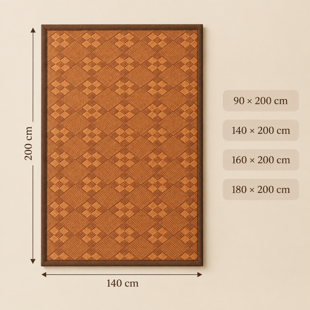 Tapis de Sol Japonais Épais Quadrillé Marron