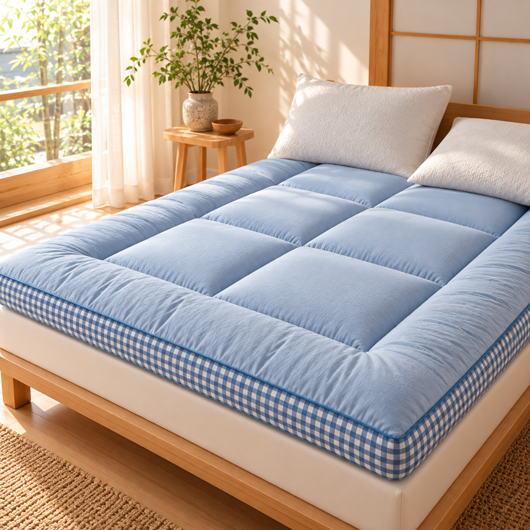 Matelas Futon Bleu en Fibre de Soja