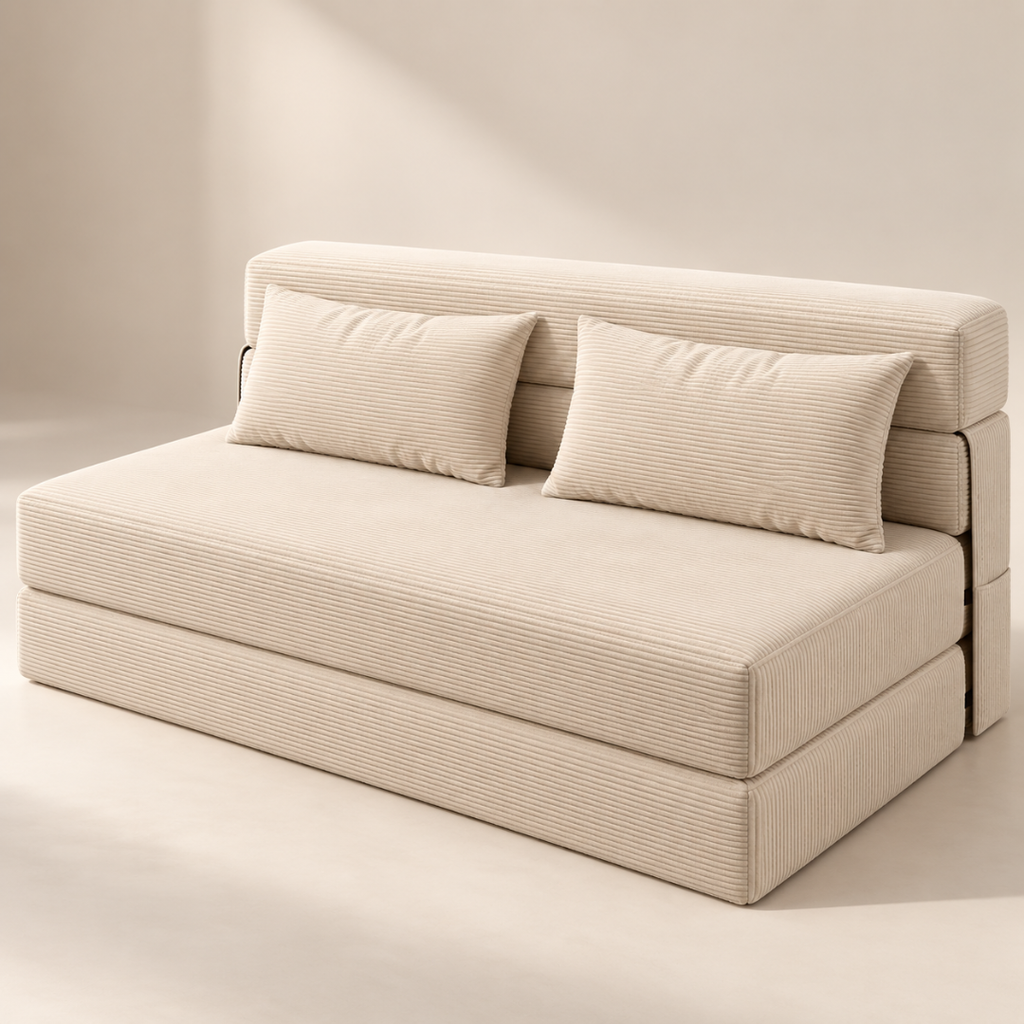 Canapé Futon Pliable Beige