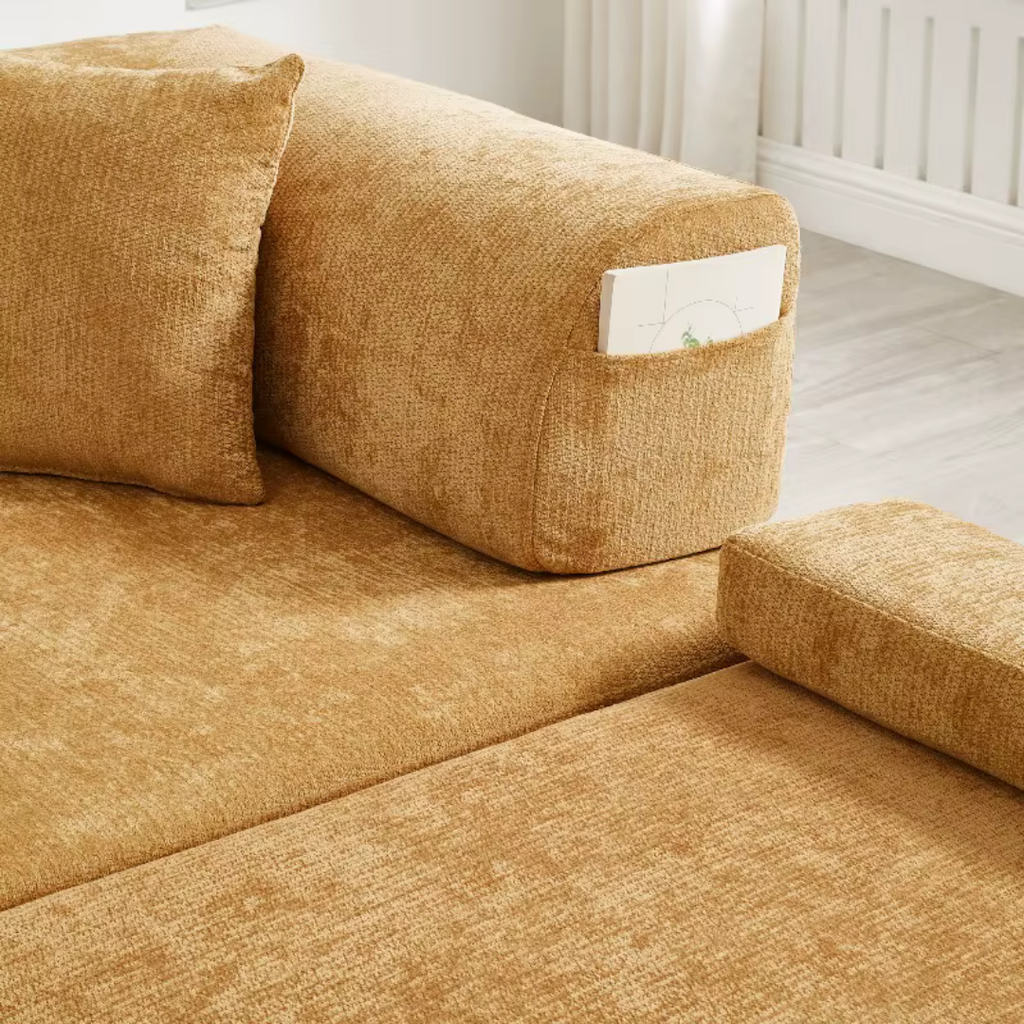 Fauteuil Futon Convertible Moutarde en Bois