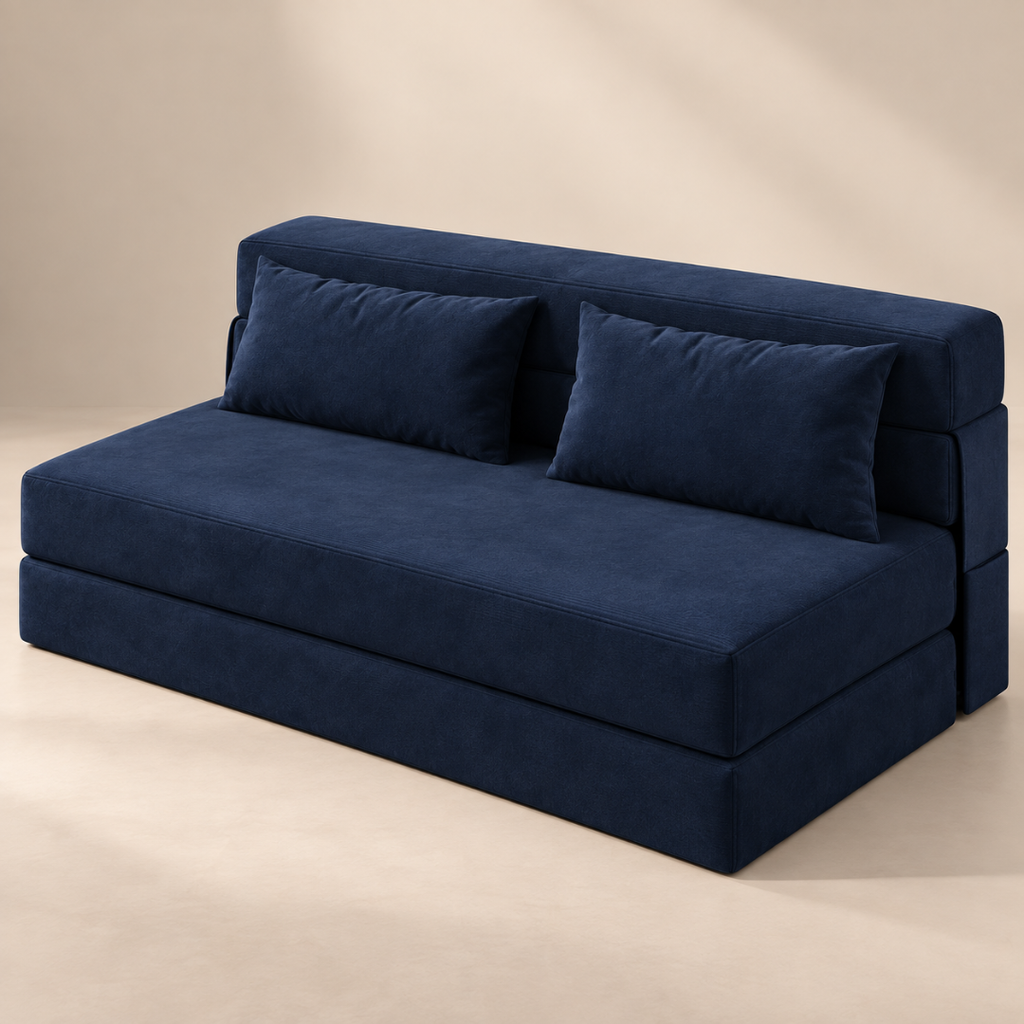 Canapé Futon Pliable Bleu Foncé
