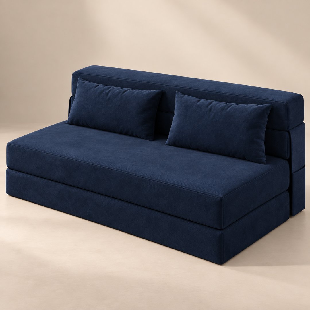 Canapé Futon Pliable Bleu Foncé