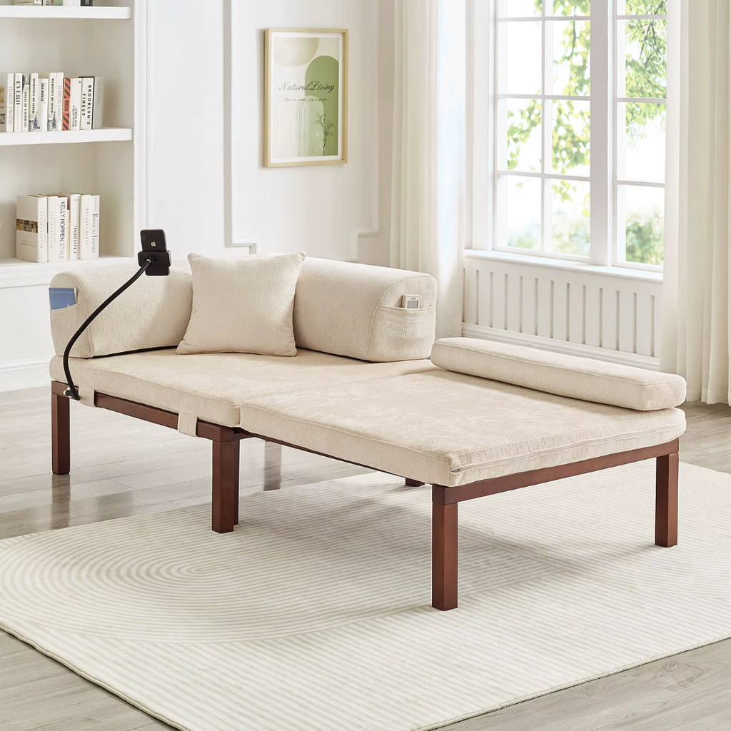Fauteuil Futon Convertible Beige en Bois