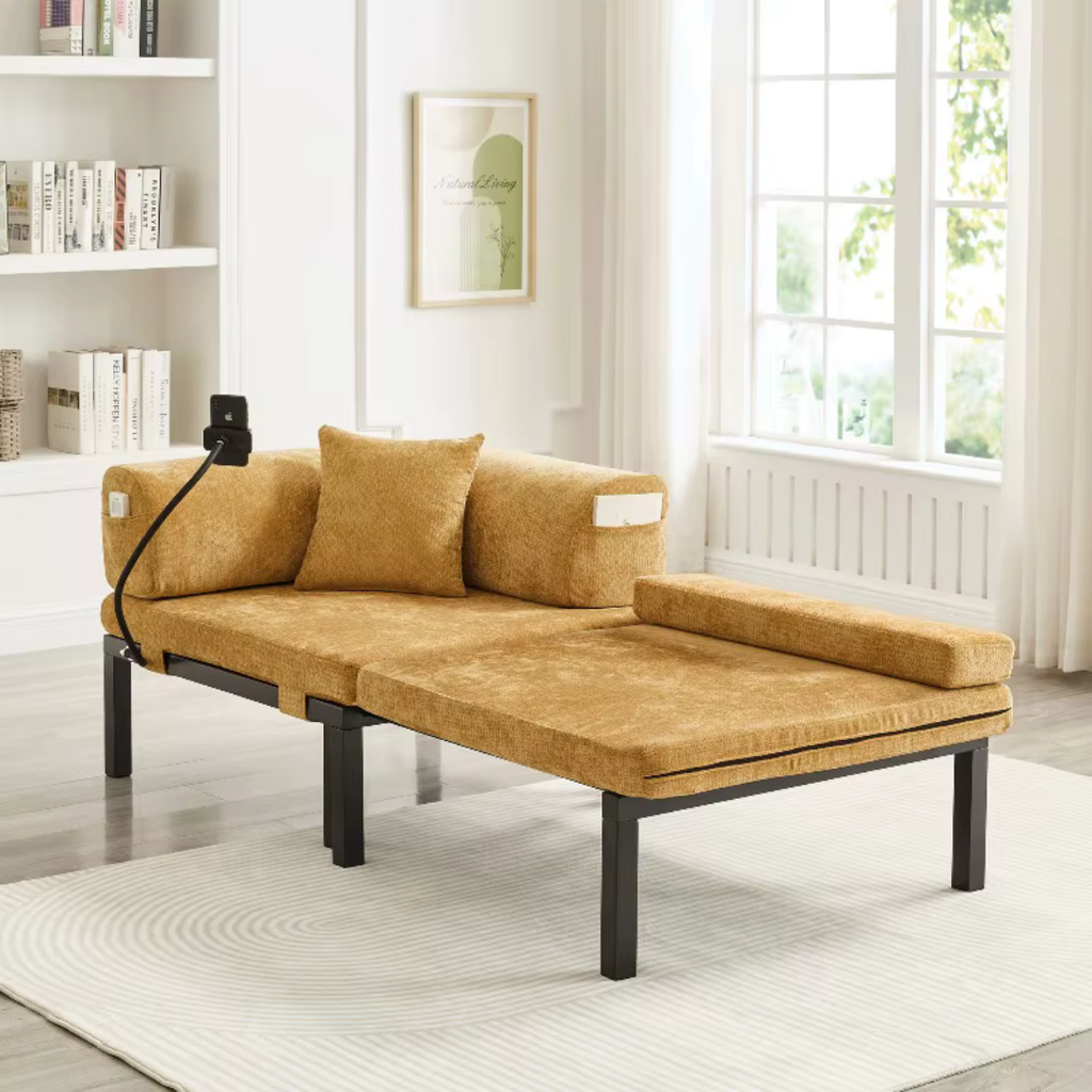 Fauteuil Futon Convertible Moutarde en Bois