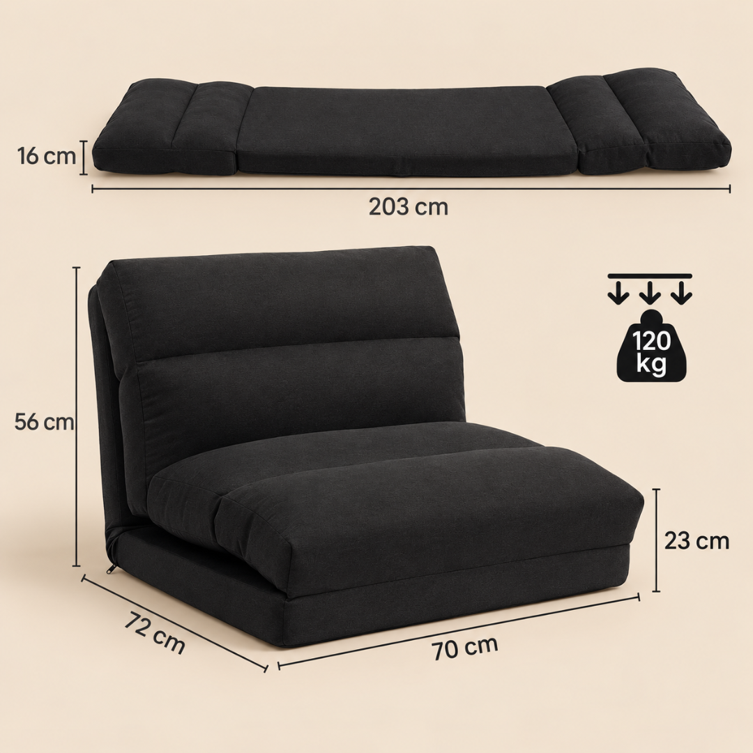 Fauteuil Futon Convertible Noir