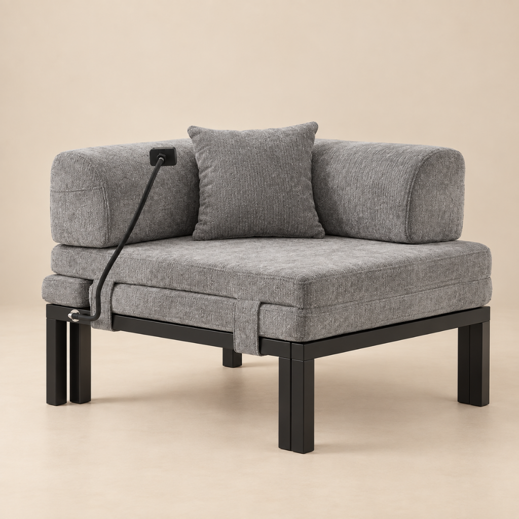 Fauteuil Futon Convertible Gris en Bois
