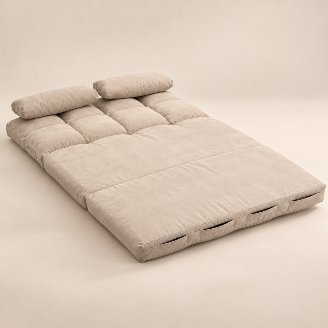 Canapé-Lit Futon Convertible Beige