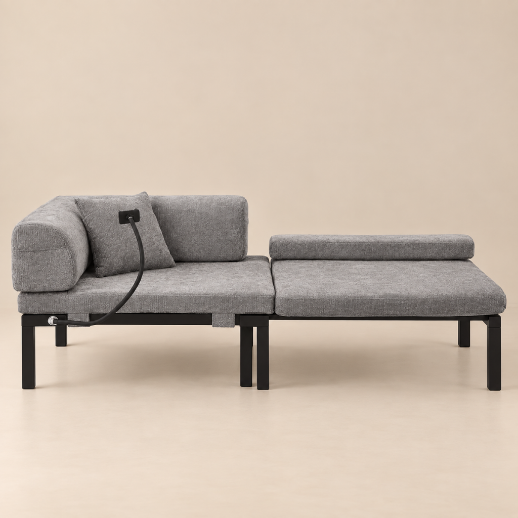 Fauteuil Futon Convertible Gris en Bois
