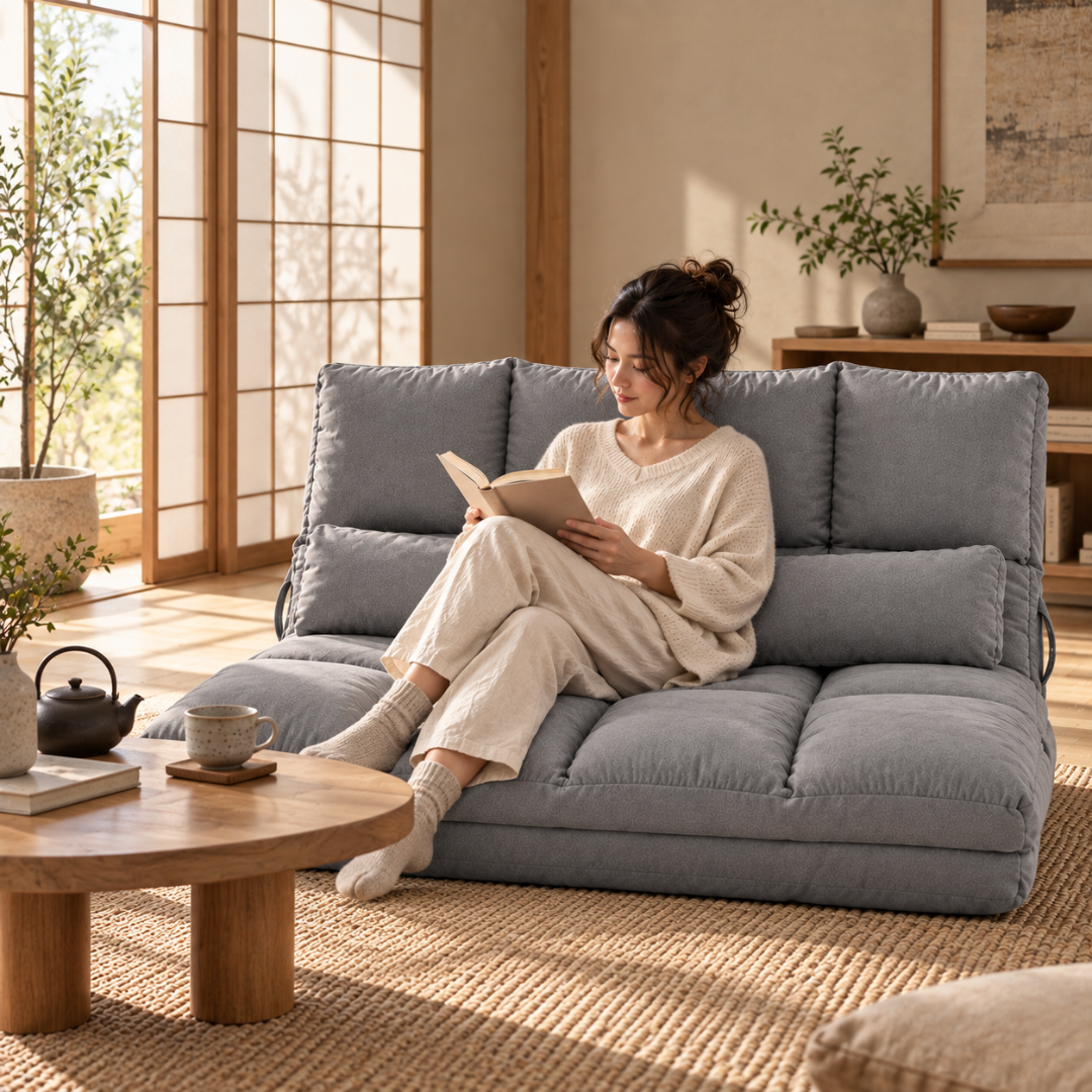Canapé-Lit Futon Convertible Gris