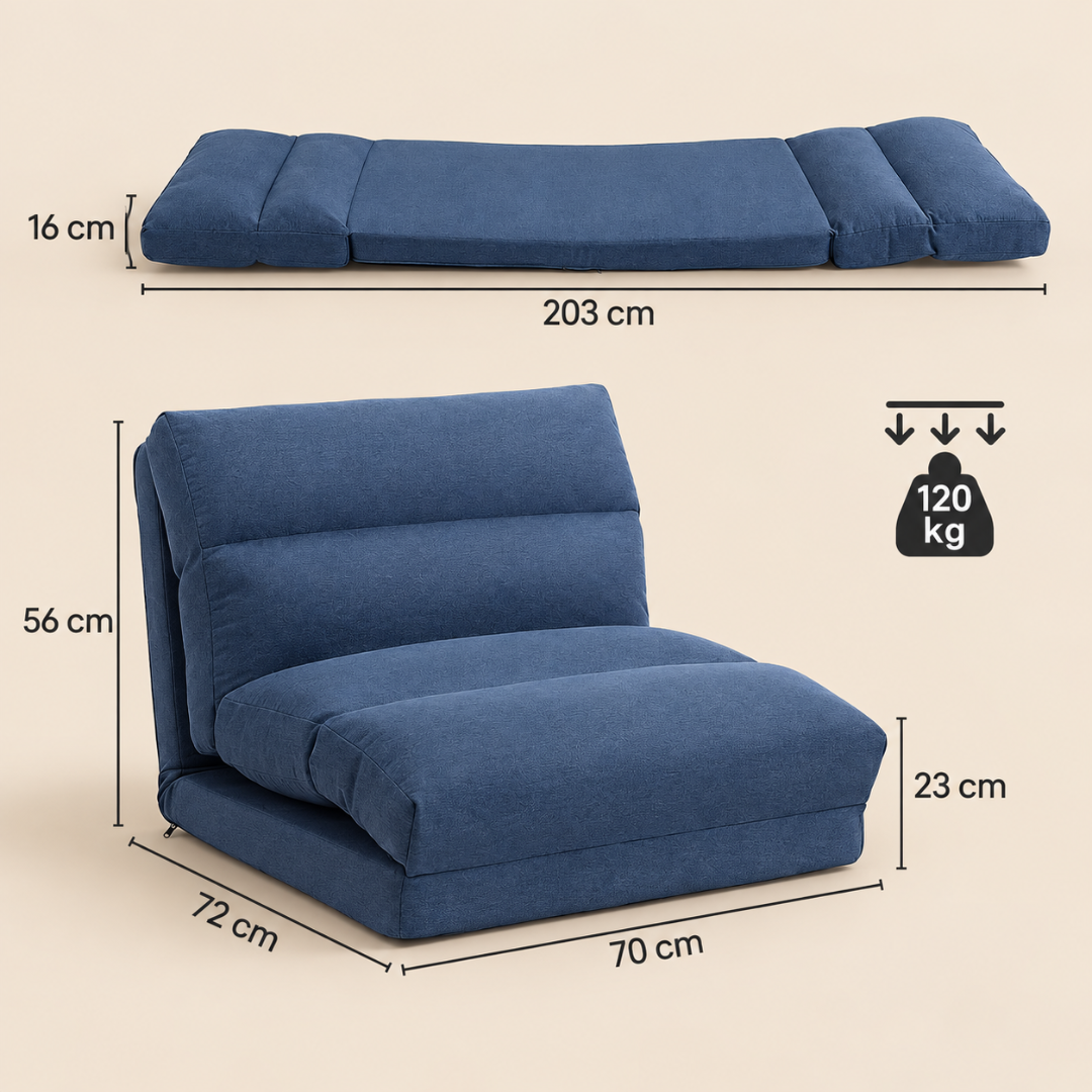 Fauteuil Futon Convertible Bleu
