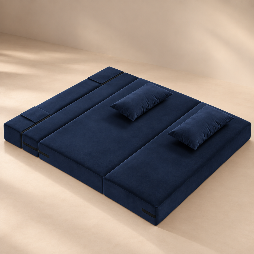 Canapé Futon Pliable Bleu Foncé