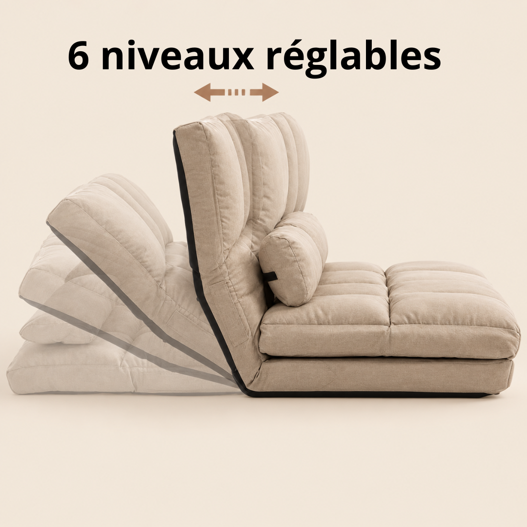Canapé-Lit Futon Convertible Beige