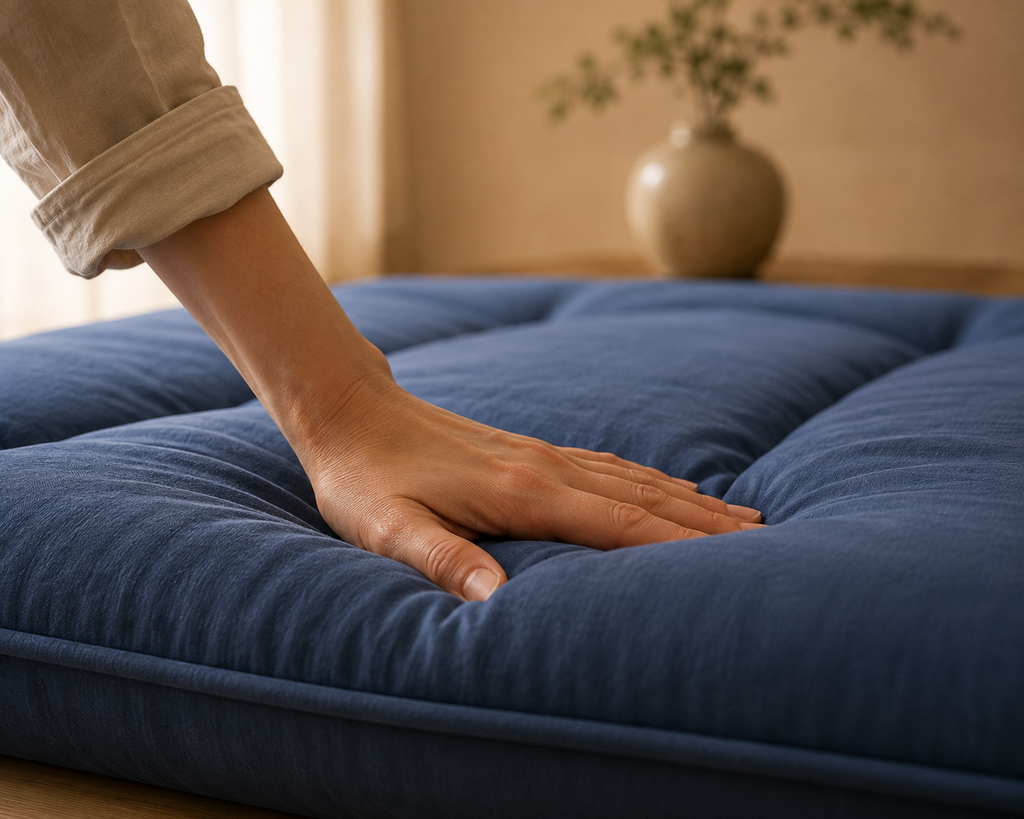 Matelas Futon Japonais Bleu en Coton