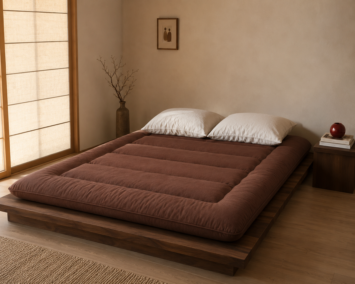 Matelas Futon Japonais Marron en Coton