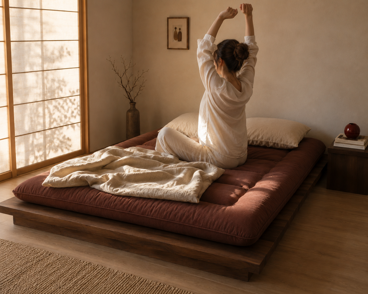 Matelas Futon Japonais Marron en Coton