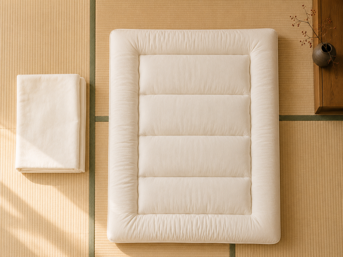 Matelas Futon Japonais Blanc en Coton