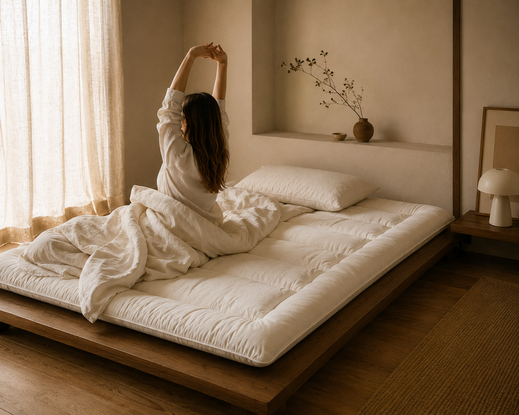 Matelas Futon Japonais Blanc en Coton