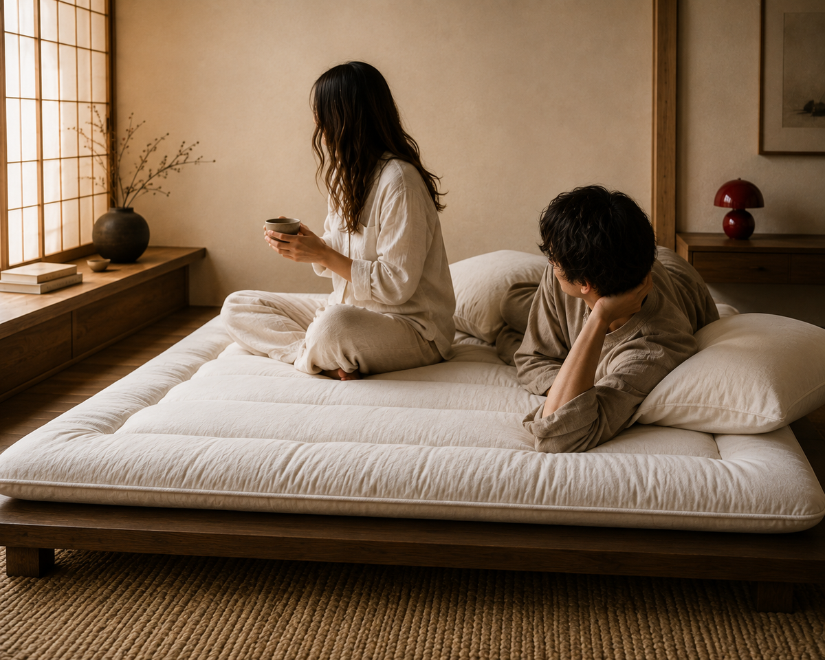Matelas Futon Japonais Blanc en Coton